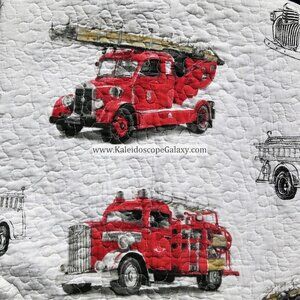 6 Piece Fire Truck Twin Quilt ~ Pillow Sham ~ Sheets ~ Fire Engine Dalmations